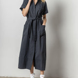 Lilla P Maxi Button Down Dress Black