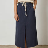Yoke Waist Maxi Skirt Navy