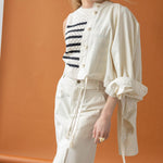 Yoke Waist Maxi Skirt in White