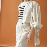 Yoke Waist Maxi Skirt in White