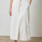 Yoke Waist Maxi Skirt in White