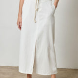 Yoke Waist Maxi Skirt in White