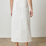 Yoke Waist Maxi Skirt in White