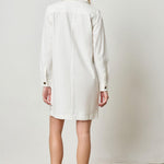 Split Neck Collared Dress White