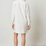 Split Neck Collared Dress White