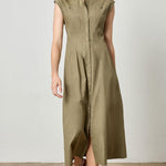 Sleeveless Seamed Maxi Dress Kelp
