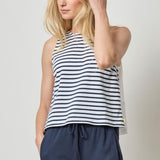Mixed Media Tank Dark Navy Stripe