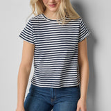 Striped Cap Sleeve Crewneck Navy Stripe