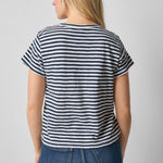 Striped Cap Sleeve Crewneck Navy Stripe