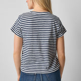Striped Cap Sleeve Crewneck Navy Stripe