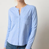 Mandarin Collar Button Down Wedgewood Blue