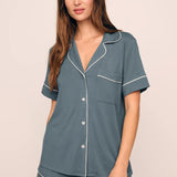 Gisele Relaxed Short PJ Set Stone Blue/Ivory
