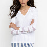 Mesh Fest Tee V Neck White
