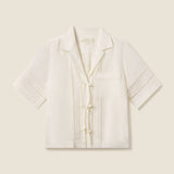 Inez Tie Shirt Ivory Linen