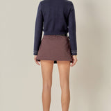 Stitch Detail Puff Cardi Navy / White
