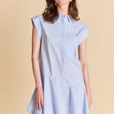 Collar Flare Skirt Dress Powder Blue