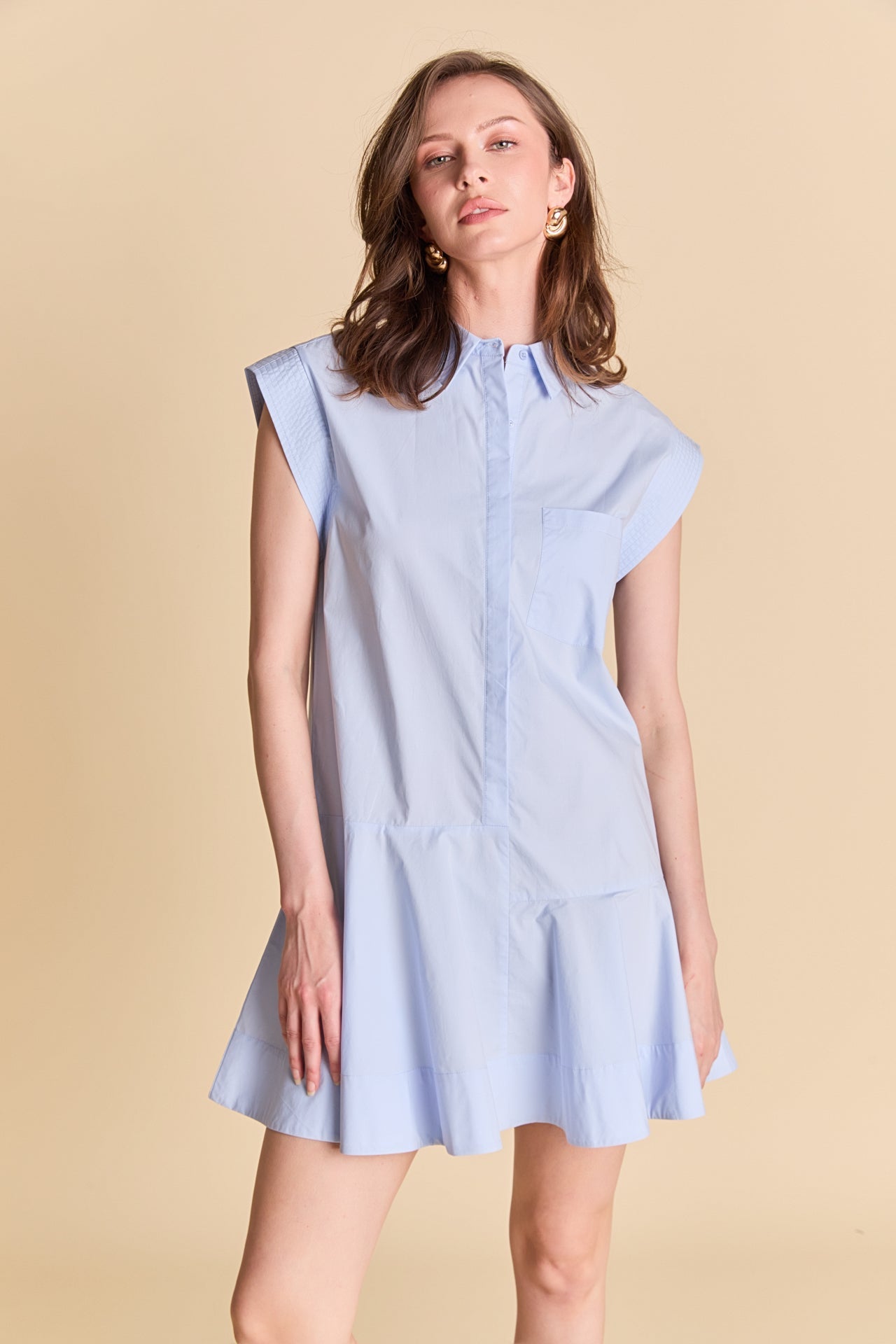 English Factory - Collar Flare Skirt Dress POWDER BLUE / L English Factory - Collar Flare Skirt Dress POWDER BLUE / L