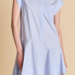 Collar Flare Skirt Dress Powder Blue