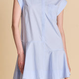 Collar Flare Skirt Dress Powder Blue