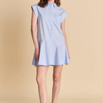 Collar Flare Skirt Dress Powder Blue