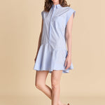Collar Flare Skirt Dress Powder Blue