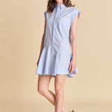 Collar Flare Skirt Dress Powder Blue