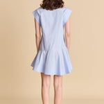 Collar Flare Skirt Dress Powder Blue