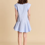 Collar Flare Skirt Dress Powder Blue