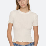 Abbie Knit S/SLV Tee Cream