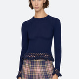 Abbie Knit Long Sleeve Top Navy