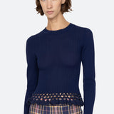Abbie Knit Long Sleeve Top Navy
