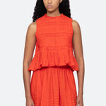 Zora Solid Tank Top With Bubble Hem Chilli