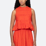 Zora Solid Tank Top With Bubble Hem Chilli