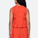 Zora Solid Tank Top With Bubble Hem Chilli