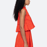Zora Solid Tank Top With Bubble Hem Chilli