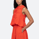 Zora Solid Tank Top With Bubble Hem Chilli