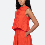 Zora Solid Tank Top With Bubble Hem Chilli