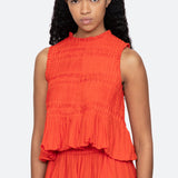 Zora Solid Tank Top With Bubble Hem Chilli