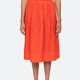 Zora Solid Pleated Midi Skirt Chilli