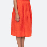 Zora Solid Pleated Midi Skirt Chilli