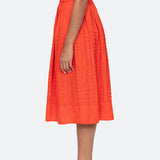 Zora Solid Pleated Midi Skirt Chilli