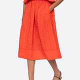 Zora Solid Pleated Midi Skirt Chilli
