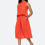 Zora Solid Pleated Midi Skirt Chilli