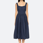 Emmet Poplin Midi Bubble Dress Navy