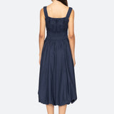 Emmet Poplin Midi Bubble Dress Navy