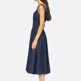 Emmet Poplin Midi Bubble Dress Navy