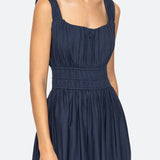 Emmet Poplin Midi Bubble Dress Navy