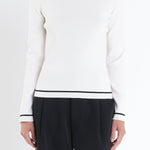 Striped Knit Top With Button Detail