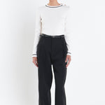 Striped Knit Top With Button Detail