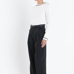 Striped Knit Top With Button Detail